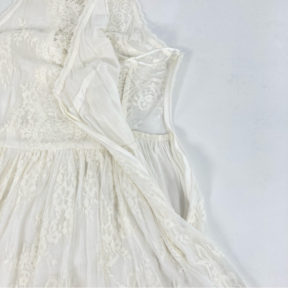 Free People Verushka High Neck Button Back Lace dress Size 4 Ivory Women’s - Picture 4 of 14